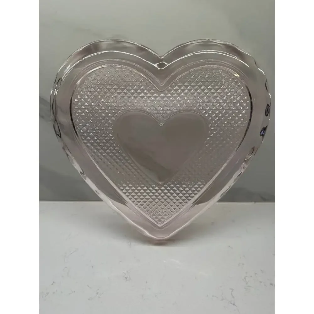 Williams Sonoma 2003 Limited Edition Pink Glass Heart Serving Plate w/ OG Box